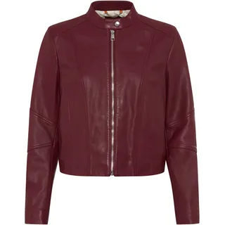Boss Lederjacke BOSS ORANGE "Saleste Premium Damenmode", Damen, Gr. 42, rot (open rot 646), Obermaterial: 100% Lammleder, unifarben, regular fit, mit Reißverschluss, Jacken, aus fein genarbtem Leder
