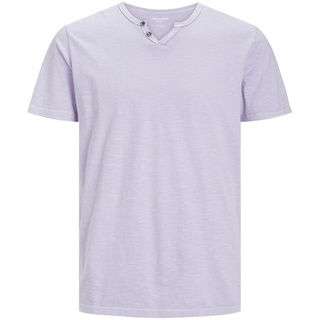JACK & JONES Herren Basic T-Shirt V-Ausschnitt Kurzarm Jersey Baumwolle Shirt mit Knöpfen JJESPLIT, Farben:Rosa, Größe:M