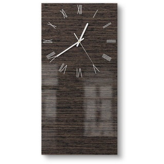 DEQORI Wanduhr 'Holz horizontal gemasert' (Glas Glasuhr modern Wand Uhr Design Küchenuhr) braun 30 cm x 60 cm