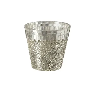 HOME STORY Teelichtglas   , silber , Glas , Maße (cm): H: 12  Ø: 13