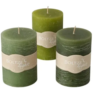 BOLTZE Duftkerze Basic Stumpenkerze sortiert grün 10cm (1 Stück) grün