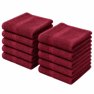 10-teiliges Set Kinderhandtücher, Marke Ekonom, 40x60 cm, Burgunderrot - Rot