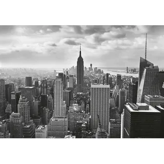 Xora Fototapete, Schwarz, Weiß, Skyline, 368x254 cm, Fsc, Tapeten & Wandverkleidungen, Fototapeten
