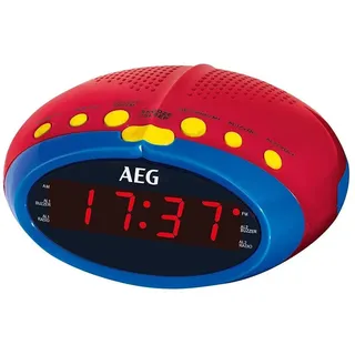 AEG Radiowecker MRC 4143 Kinderwecker Uhr, rot/blau, LED-Display, Einschlaffunktion, große Anzeige rot