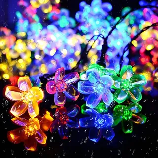 salcar Solar Lichterkette 5m 20 Kirschblüten Deko Beleuchtung dekoration für Haushalt, Außen Garten, Hochzeit, Weihnachten - Mehrfarbig
