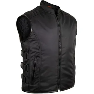 MDM Motorradweste Textil Biker Motorradweste mit Klettverschlüssen in schwarz Leichte Sommer Biker Weste im SWAT Stil 2XL