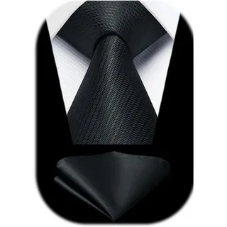 LuxusKollektion Krawatte Krawatte Herren Hochzeit Einstecktuch Set Schwarz schwarz