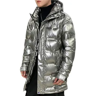 G&F Herren Daunenjacke Mittlere Länge Daunenmantel Pufferjacke Isoliert Warm Leuchtenden Wintermantel (Color : Champagne Gold, Size : X-Large)
