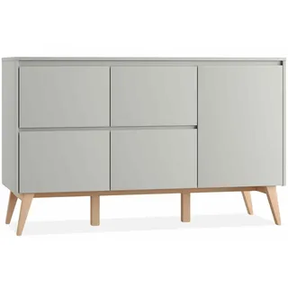 KONSIMO® Kommode DAMBI Kombikommode, Kinderkommode, hergestellt in der EU, mit Türen und 4 Schubladen, Soft-Close-Funktion grau