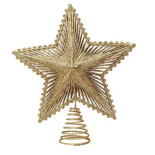 BestAlice Weihnachtsstern-Baumspitze, 22,9 X 20,3 Cm, Glitzernde 3D-Stern-Baumspitze, Hohl Gestaltete Weihnachtsbaumspitze aus Metall für Den Innenbereich, Büro, Weihnachten, Neujahr(Gold)