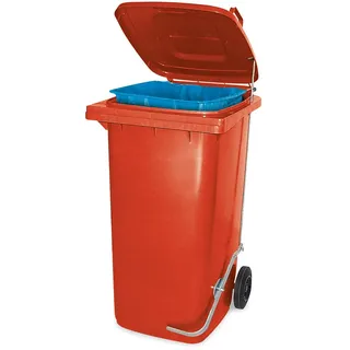 Müllbehälter mit Fußpedal u. Klemmring, 80 Liter, rot, BxTxH 445x520x930 mm