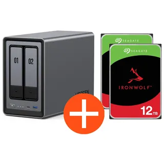 UGREEN NASync DXP2800 NAS System 2-Bay inkl. Seagate IronWolf Festplatte 24 TB (2 x 12 TB)