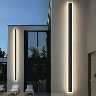 Solar Wandleuchte IP65 Wasserdichte Wandleuchten Außen Garten LED Wandlampe Aussen Schwarz Rechteckig Aluminium Wandlampen 68W Modern Wandbeleuchtung für Hof Garage (Neutrales Licht 4000K,80CM)