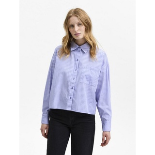 SELECTED FEMME Blusenshirt Cropped Basic Bluse Langarm Hemd aus Baumwolle SLFREKA (1-tlg) 4186 in Blau blau XL (42)