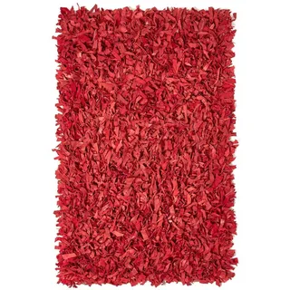 Homescapes Dallas Lederteppich 90 x 150 cm Rot