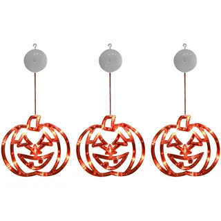 Halloween Deko Innen Fenster Lichter,Halloween Dekorationen Fensterdekorationen Kürbis Fensterlichter mit Saugnapf Haken Indoor Fenster Hängende Lichter,Batteriebetriebene Innenlichter (Kürbis)