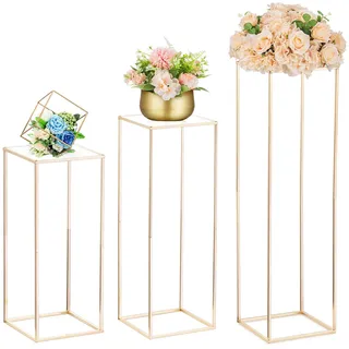 NUPTIO Gold Metall Blumenständer Vase: 60/80/100cm Hoch, mit Acrylplatte