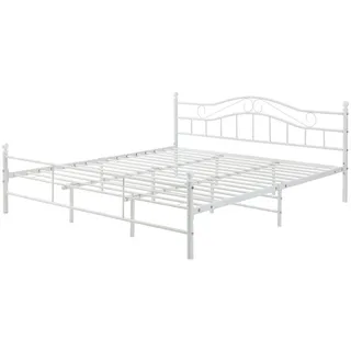 [en.casa] Metallbett, Weiß Metall, 180x200 cm,