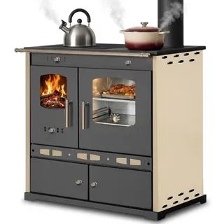 Prometey Küchenofen Holzherd ECO LUX INOX, Edelstahlbackfach, Creme rechte Version