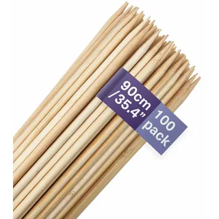 MATANA 400 Stück XXL Holzspieße, Stockbrot Spieße, Marshmallow Spieße, 90cm (0,6cm/6mm Dick) - Lange Grillspieße - Schaschlik, Marshmallows, Lagerfeuer - Stabil & 100% Natürlich