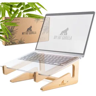 My Fat Gorilla Laptop Ständer Holz Bambus – Laptopständer für MacBook & Notebook Ständer – Laptop Halterung Schreibtisch Ergonomisch – Erhöhung für Schreibtisch 10–15 Zoll