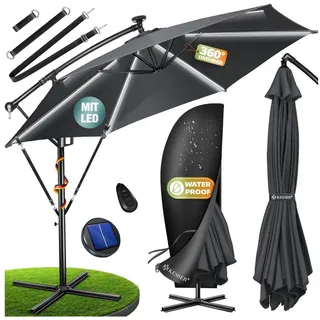 Kesser Ampelschirm LED Solar Ø 350 cm Anthrazit