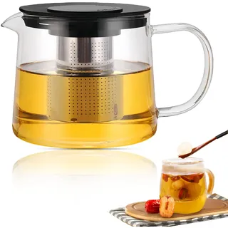 Teekanne Mit Siebeinsatz, 1500 ML Teekanne Glas, teekanne Aus Glas Mit Deckel, Tee Kanne, Glasteekanne, Teapot, glas Teekannes für Glaskeramikkochfelder Und Andere Herdarten