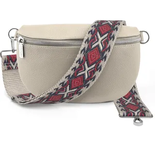 Artvall - Umhängetasche Echtleder Tasche Handtasche Leder Bauchtasche Klein mit Schultergurt Design Taschenband abnehmbar verstellbares Riemen Crossbody Bag Echt Ledertasche Damen mit Reißverschluss - Tasche - Beige