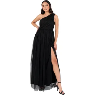 Anaya with Love Damen Womens Ladies Maxi One Cold Shoulder Dress Slit Split Sleeveless Prom Wedding Guest Bridesmaid Ball Evening Gown Kleid, Schwarz, 44 EU