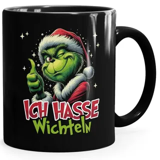 MoonWorks Tasse Tasse Weihnachten Grinch Wichteln XMAS Lustig Geschenkidee MoonWorks®, Keramik schwarz