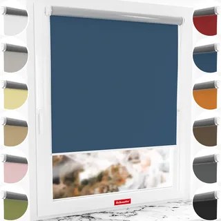 Schuette® Verdunkelungsrollo ohne Bohren/mit Bohren 2in1 ● Thermo Rollo Kollektion: Navy Blue (Blue) ● 120 x 230 cm (Breite x Höhe) ● Suprafix Klemmrollo = Klemmfix 2.0 ● 60s Montage mit Video