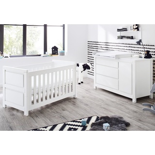 PINOLINO Babyzimmer Möbel Spar-Set Milk extrabreit, Kinderbett und Wickelkommode, weiß