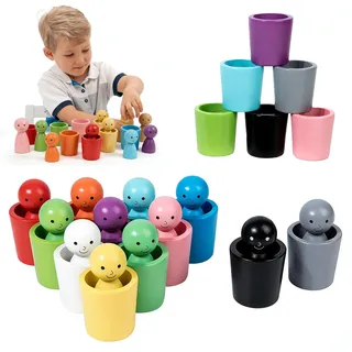 ZHITENG Montessori Farben Sortierbecher, Sortierspiel Kugeln Montessori Spielzeug Sortieren Becher mit 12 Kugeln Regenbogen Farbstapelspiel Zum Sortieren und Zählen, für Kinder 2 Jahre