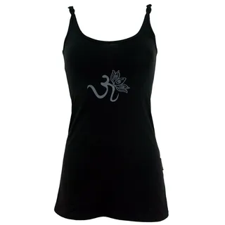 Guru-Shop T-Shirt Yoga-Top aus Bio-Baumwolle OM - schwarz Festival, Ethno Style, alternative Bekleidung schwarz L