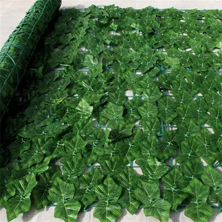 AQCQDQ Künstliche Efeu Garten Sichtschutz 100x200cm,Sichtschutzzaun Efeu,Mehrfachgröße Efeu Sichtschutz,grüner Efeuzaun mit verstärkter Verbindung, künstliche Hecken mit Weinblättern (100x100cm,8)