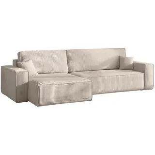 kaiser möbel Ecksofa mit schlaffunktion und bettkasten, Eckcouch BEST XL stoff Poso Dicker Cord Beige