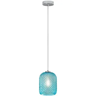 Luce Ambiente Design LED Pendelleuchte, Dimmfunktion, LED wechselbar, Warmweiß, mit Glas Lampenschirm Blau über Kücheninsel & Kochinsel hängend Ø 15cm blau|silberfarben