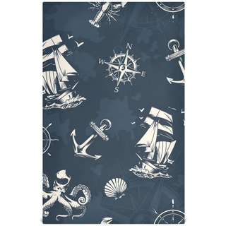 RPLIFE Vintage Sea Nautisches Muster Segeln Geschirrtuch-Set, 71,1 x 45,7 cm, Küchenhandtücher, saugfähig bedruckte Handtücher