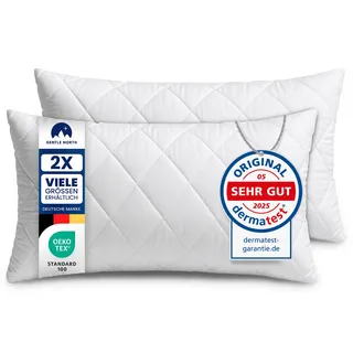 Gentle North Kopfkissen (40x70 cm groß) - 2er Set Kissen für Bett und als Dekokissen - Mit Reißverschluss für Füllung - Sofakissen - Zierkissen für Couch und Sofa - Ökotex - Waschbar bis 60° - Weiß
