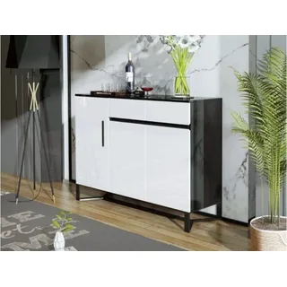 JVmoebel Sideboard Hochglanz Anrichte in Weiß und Schwarz mit 3 Türen und 2 Schubladen, Made in Europa schwarz|weiß