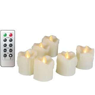 Erosway Flammenlose Kerzen, realistisch Flackernde LED Teelichter elektrische Kerzen, 300 Stunden nonstop Leuchten mit Fernbedienung und 2/4/6/8 Stunden-Timer. Elfenbeinfarbe. 6 Stück/Paket