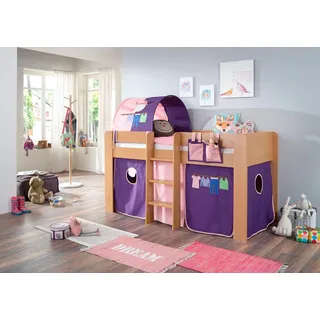 RELITA Hochbett Andi 90 x 200 cm Buche massiv rosa