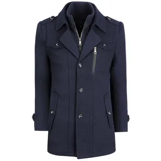 Allthemen Kurzmantel mit Doppelkragen Herren Wintermantel warmer Doppelkragenmantel Winter blau M