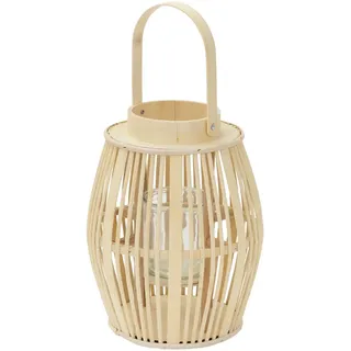 ECD Germany Laterne Bambus 23,5x44,0x23,5 cm inkl. Glaseinsatz beige