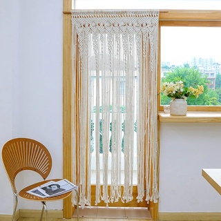 Lsimeru Makramee Türvorhang 100x200,Fenster Tür Vorhang Trennvorhang Raumteiler Handgemachte Makramee Wandbehang Gross Boho Deko Hochzeit Hintergrund Vorhang Wanddeko