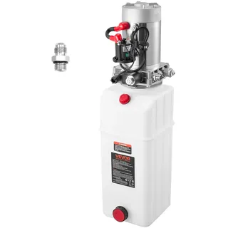 Vevor 8 Qt Hydraulikaggregat einfachwirkende Kippanhängerpumpe, maximaler Öffnungsdruck 22 MPa und Fördermenge 3,4 L/min, 12 V DC Hydraulikpumpe mit Metallbehälter für Kippanhänger Weiß