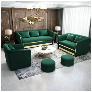 JVmoebel Sofa Sofagarnitur Textil Couch Garnituren Design Modern Sofa 3+2+1, Made in Europe grün