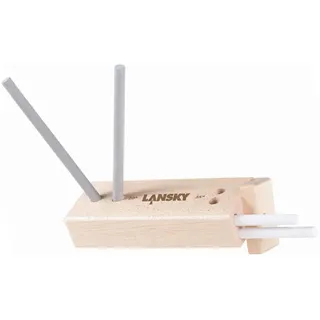 Lansky Deluxe Abziehset, KeramikStäbe mittel und fein, Messerschärfer, Weiss, Beige