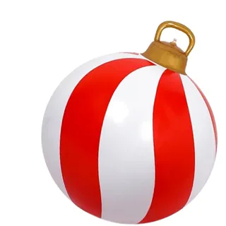 Uoqpty Große Weihnachtskugeln,61 cm große aufblasbare Weihnachtsdekoration - Rot Weiße Festliche Deko für Garten Wohnzimmer Winterfest | Garten Innen Außen Winter Vorgarten Fest Festlichkeiten