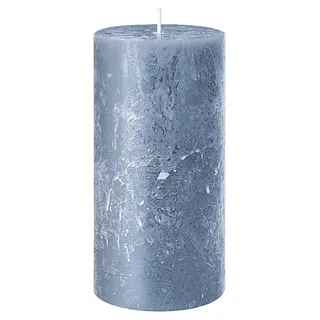 Wenzel Stumpenkerze H 8 cm RUSTIC, Blau - Paraffinwachs - 7 x 8 cm - selbstlöschend